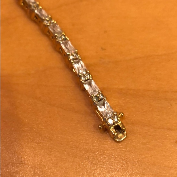 Gold Color over Sterling Tennis Style Bracelet - Picture 9 of 17